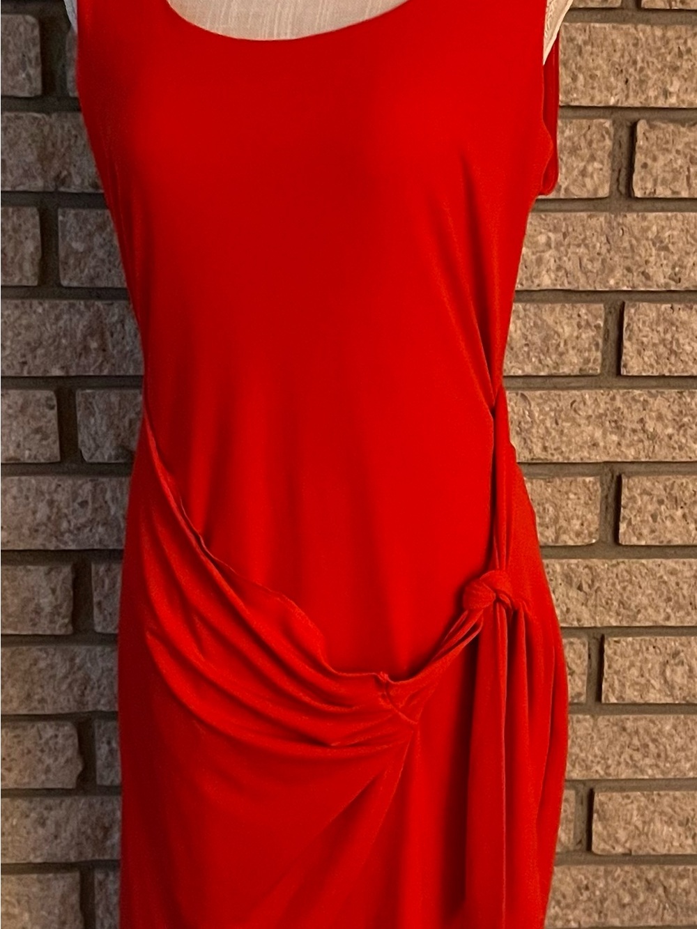 Express Red Sleeveless Knot-Detail Dress